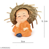 Polyresin Monk Buddha Idols set of 4 - SAUDEEP Trading decorative figurines ideal for cars and homes