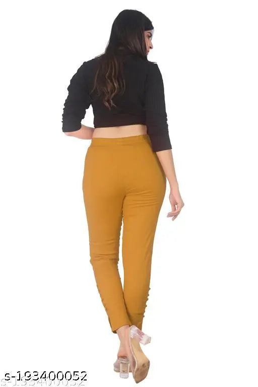 Cotton stretchable white biscuit combo pants for women with pockets, available in sizes 28-42 (India)