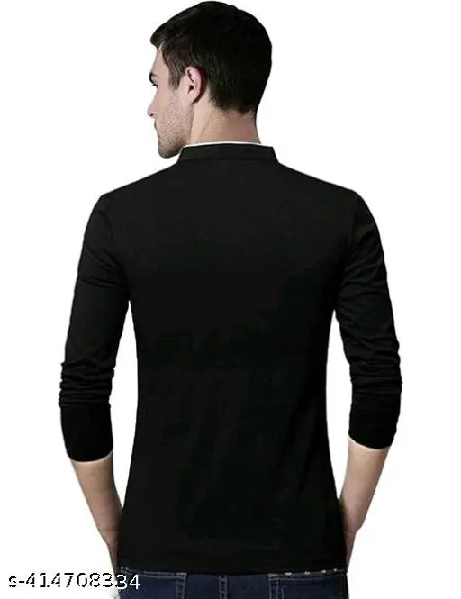 Classic cotton long sleeves solid pattern men's t-shirt, premium quality collar design, S to XXL sizes available