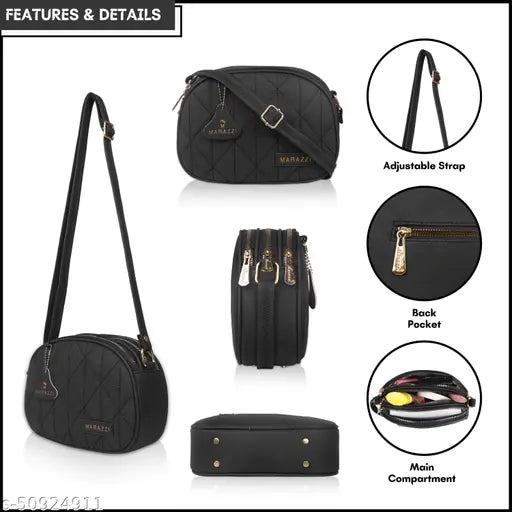 Trendy PU Marazzo men's handbag, solid pattern, 4 compartments, free size (10x3x7 inches), India origin