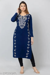 Woolen Hifzaa embroidered kurta, three-quarter sleeves, hand-embroidery work, winter wear for women, soft and anti-pilling