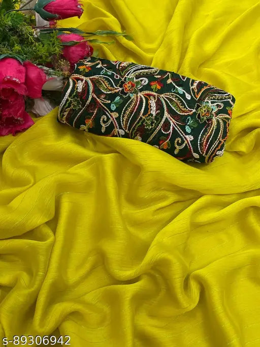 Pure Jari striped chiffon saree with embroidered net blouse, free size, India origin