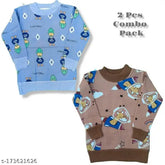 Polycotton unisex sweater pack, solid printed designs for infants and young children, sizes: 0-6M, 6-12M, 3-4Y, 4-5Y, 5-6Y. Made in India