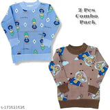 Polycotton unisex sweater pack, solid printed designs for infants and young children, sizes: 0-6M, 6-12M, 3-4Y, 4-5Y, 5-6Y. Made in India