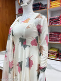 Flower print Georgette maxi dress with dupatta, long sleeves, Indian-inspired fashion