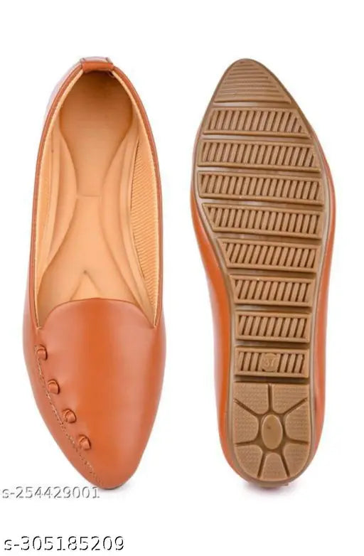 Stylish brown women's slip-on ballerinas (PU), Indian-made for bellies (BROWN)