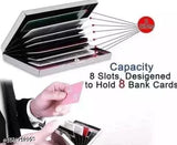 Water-resistant stainless steel silver debit/credit card holder. Stylish, sleek, and durable 6-card holder with 5 compartments. Ideal for business, travel, shopping, and daily use. Indian origin