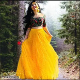Embroidered pink semi-stitched lehenga choli set with net dupatta, satin and net bottomwear for women