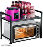 Green Touch Iron microwave stand for kitchen counter, saves space with hooks, multi-purpose storage solution, Made in India