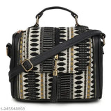 PU sling bag, adjustable strap, solid net pattern, 2 compartments. Compact work/party bag with zip closure, houndstooth print, free size (6x4x8 inches). Indian-made fashionable tote for girls & women