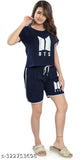 Cotton blend BTS Design night wear set, printed short sleeve t-shirt and shorts on display for men, India origin