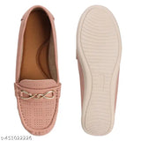 Pink synthetic leather ballet flats for women - comfortable slip-on footwear for casual or formal occasions