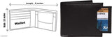 Black genuine leather wallet, regular size with 7 card slots and two compartments for cash. Classic design, ideal for men's casual or formal occasions