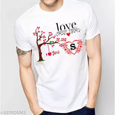Polyester striped heart tree love alphabet t-shirt for never-ending affection, size S (Chest 36in, Len 26in)
