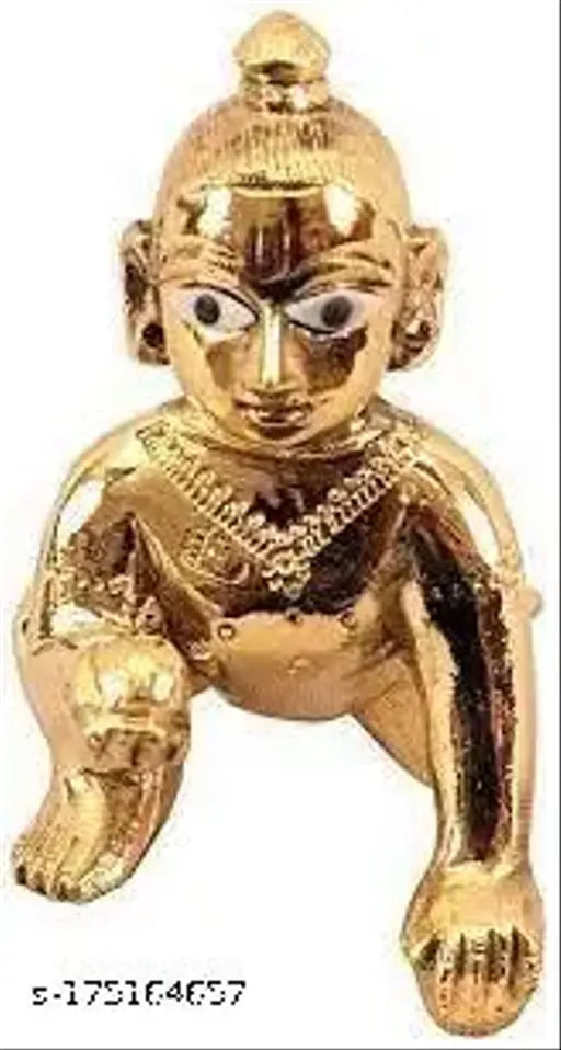 Brass Indian Krishna statue, Astadhatu pital laddu Gopal, Radha Krishna Murti God idol on pedestal