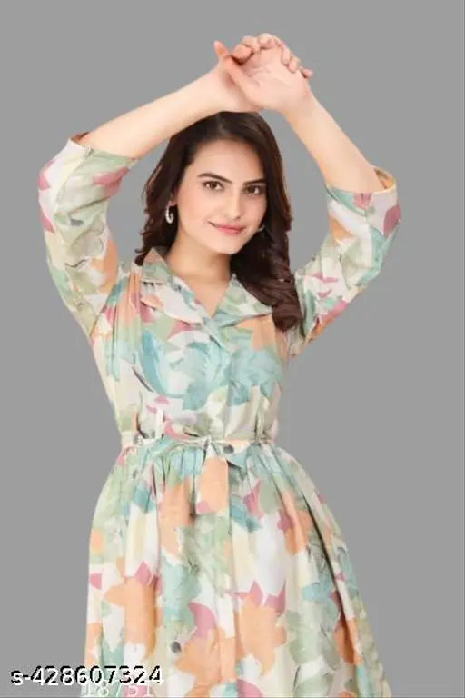 Classy graceful women printed cordset set with three-quarter sleeves trousers, Indian-origin, size S-XXL