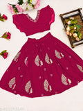 Georgette crop top with printed Lehenga Choli set for girls, Indian ethnic wear party wear, embroidered pattern