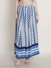 Blue Rayon abstract print A-Line maxi skirt - stylish, comfortable, and bohemian-inspired