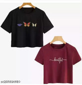 Women's cotton blend blessed print crop top combo pack of 2, perfect for Raksha Bandhan gift for sister