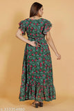 Georgette Valley flower digital printed kurti with short sleeves, India origin