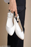White synthetic ballerinas with casual side bow detail, comfortable and stylish for women & girls by Shoetopia, India origin