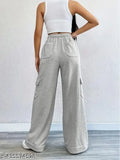 Cotton blend palazzo trousers for women, solid color, buttery soft and breathable for formal or casual occasions. Made in India