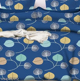 White Glace Cotton botanical double bedsheet with 2 pillow covers, ideal for adult summer use