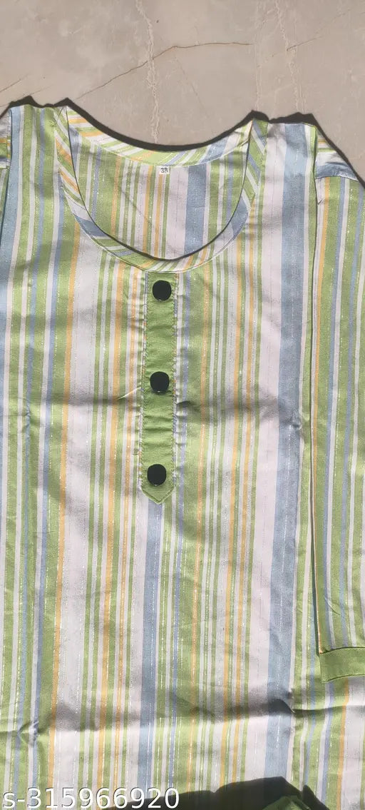 Cotton printed kurti plazo with palazzo bottom, three-quarter sleeves, unstitched for women (size XL) - Indian party wear