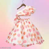 Floral printed Georgette crop top lehenga for girls (2-8 years), Indian handcrafted