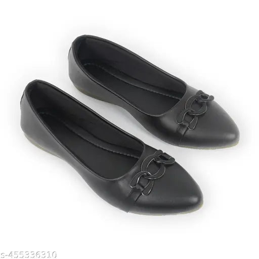 Stylish synthetic leather slip-on ballerinas for women - solid color, comfortable and casual flats (IND-5 to IND-9) from India