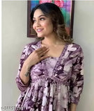 Rayon anarkali embroidery kurta, printed combo three-quarter sleeves, traditional Indian fashion