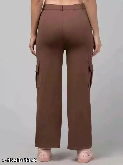 Brown rayon cargo pant for women - fashionable, comfortable, and versatile for various occasions