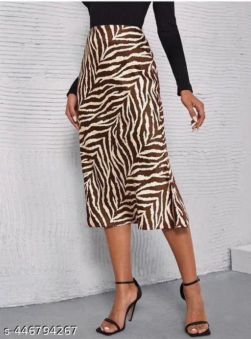 Printed polyester midi skirt with floral design, high-low ruffle hem, suitable for spring/autumn occasions. Women's bodycone style for casual outings such as dating, weekend, picnic, beach, or vacation." (124 characters)