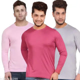 Men's 3-piece combo full sleeve t-shirt - poly blend, solid color, long sleeves. Large selection of sizes (M, L, XL). Comfortable, stylish, versatile T-shirt for any occasion