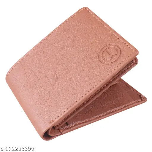 Brown faux leather mens wallet, high quality & durable, 2 compartments for men's essentials