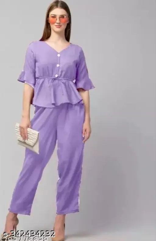 Affordable crepe-fabric women's & girls' top & bottom sets, mix & match, scarf included - Indian-made fashion for all ages