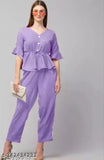 Affordable crepe-fabric women's & girls' top & bottom sets, mix & match, scarf included - Indian-made fashion for all ages