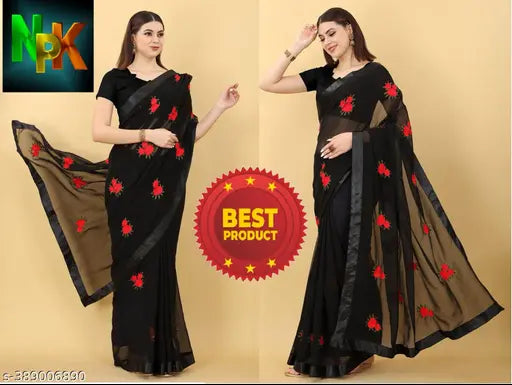 Gold and black traditional Paithani Sico silk saree with embroidered blouse, single piece on mannequin