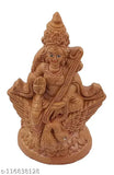 Handcrafted mud Saraswati statue with veena, exquisite Indian spiritual home decor