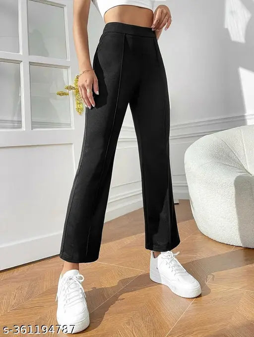Designer cotton-blend black trousers, solid pattern, men's sizes 24-32