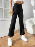 Designer cotton-blend black trousers, solid pattern, men's sizes 24-32