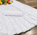 Embroidered net saree in free size, casual and comfortable for festivals, Indian-made moti work design