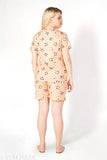 Printed polyester night suit set for women and girls - soft T-shirt & shorts with side pockets and adjustable waist - Indian made