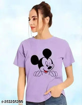 Trendy printed cotton blend round neck t-shirt for women, vibrant design, perfect wardrobe upgrade, India origin