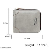 Grey leather bifold wallet for men with 2 pockets and 5 card slots, perfect accessory for boys, gents, and males
