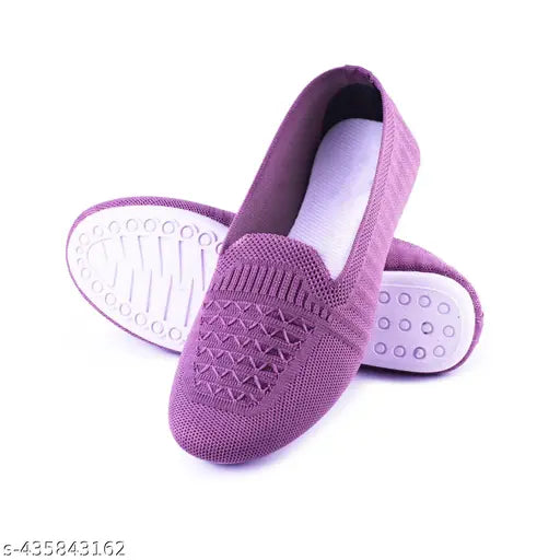 Textured mesh ankle bellies, casual and comfortable footwear for women in sizes IND-5 to IND-8, made in India