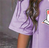 Classic retro printed cotton blend oversized t-shirt for women and girls, short sleeves, vibrant pattern