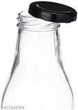 Clear glass elite water bottles, leak-proof for fridge storage (Pack of 4)
