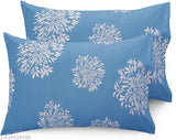 Soft cotton blend botanical print fitted double bedsheet with 2 pillow covers, ideal for summer - LOPUNNY