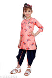 Pink checked Patiala suit for girls by Hariyal Creation, cotton silk anarkali design, size 4-5 years